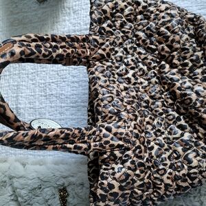 Leopard Print Quilted Tote Bag